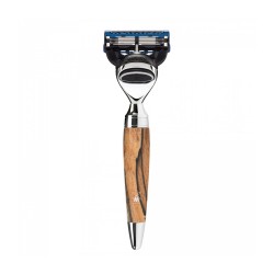 Set de barbierit cu aparat de ras compatibil Gillette Fusion si pamatuf cu par de bursuc cu maner din lemn de fag Muehle Stylo S 091 H 72 F