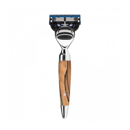 Set de barbierit cu aparat de ras compatibil Gillette Fusion si pamatuf cu par de bursuc cu maner din lemn de fag Muehle Stylo S 091 H 72 F