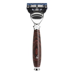 Set de barbierit cu aparat de ras compatibil Gillette Fusion si pamatuf Silvertip Badger cu maner din ebonita S 091 E 58 F