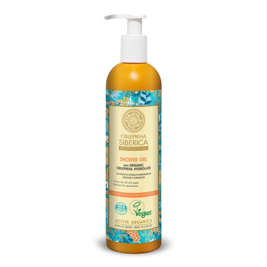 Gel de dus Natura Siberica cu hidrolat organic de oblepikha, hranire intensa si hidratare 400 ml