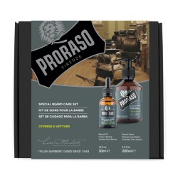 Set pentru ingrijirea barbii cu ulei si sampon de barba Proraso Cypress Vetiver Duo Pack