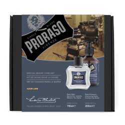 Set pentru ingrijirea barbii cu balsam si sampon de barba Proraso Azur Lime Duo Pack