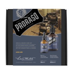 Set pentru ingrijirea barbii cu ulei si sampon de barba Proraso Azur Lime Duo Pack